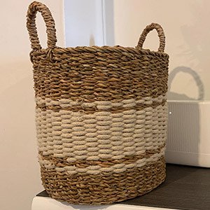 Woven Straw Basket with Handle Hanging or Stand Flower Pot Hanging Baskets Dual Color Small