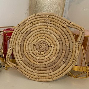 Handcrafted Round Palm Leaf Placemat with Handles